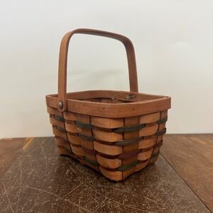 Woven Wood Basket with Handle Rustic‎ Farmhouse Decor Vintage Basket